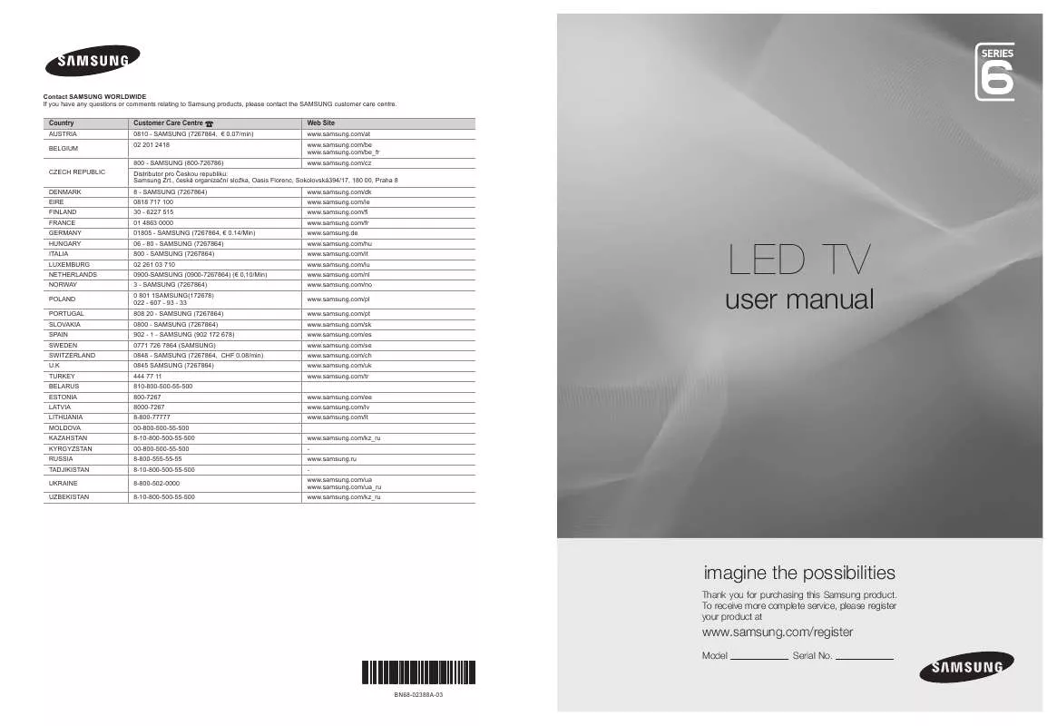 Mode d'emploi SAMSUNG UE-46B6000VW