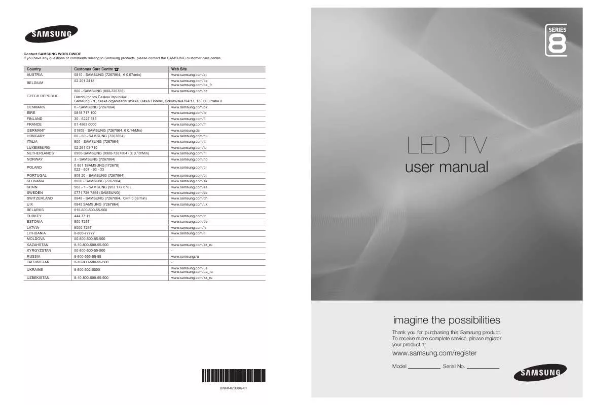 Mode d'emploi SAMSUNG UE-46B8000