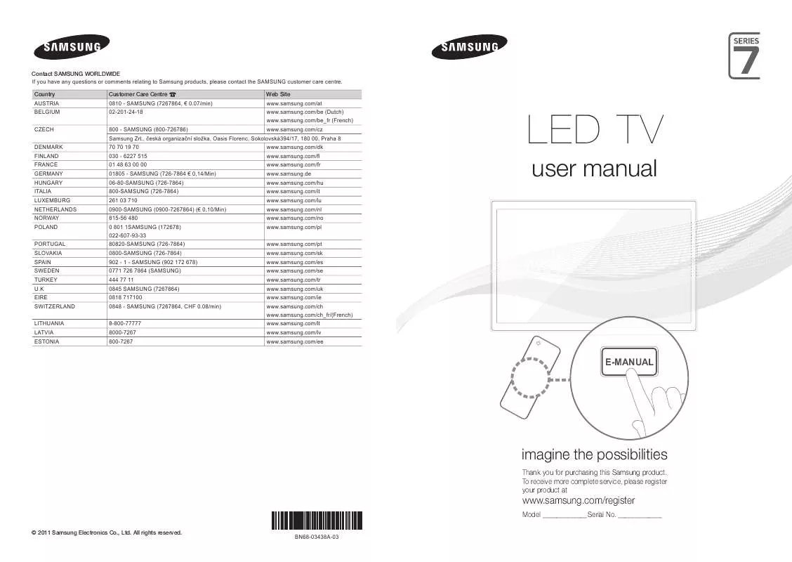 Mode d'emploi SAMSUNG UE46D7000LS