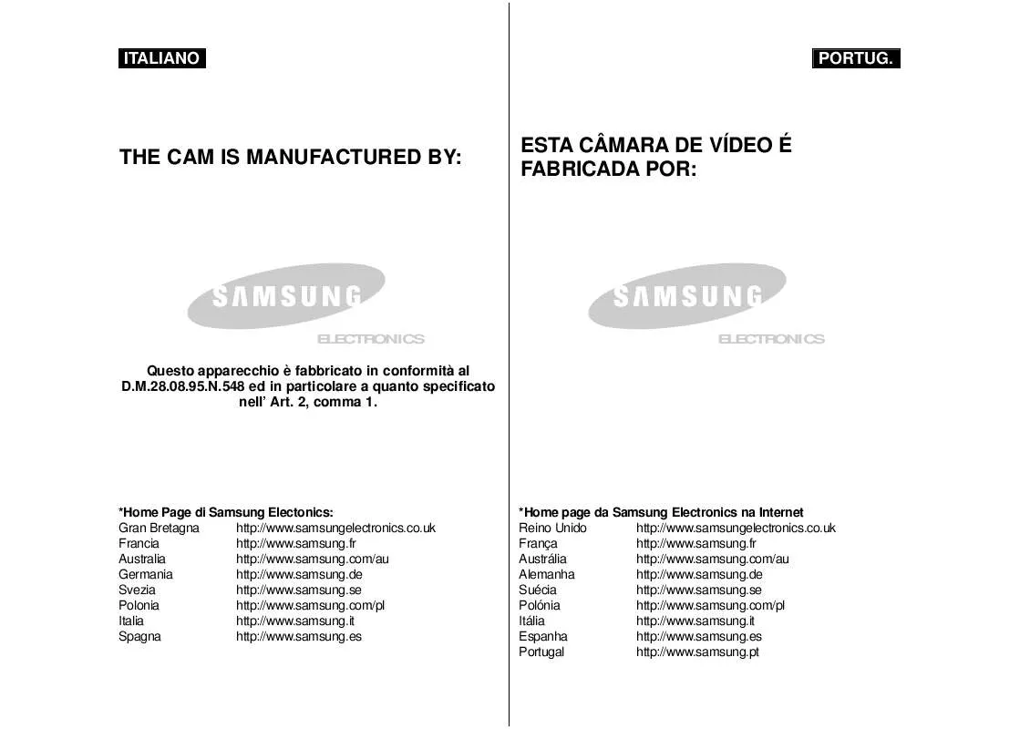 Mode d'emploi SAMSUNG VP-M105B