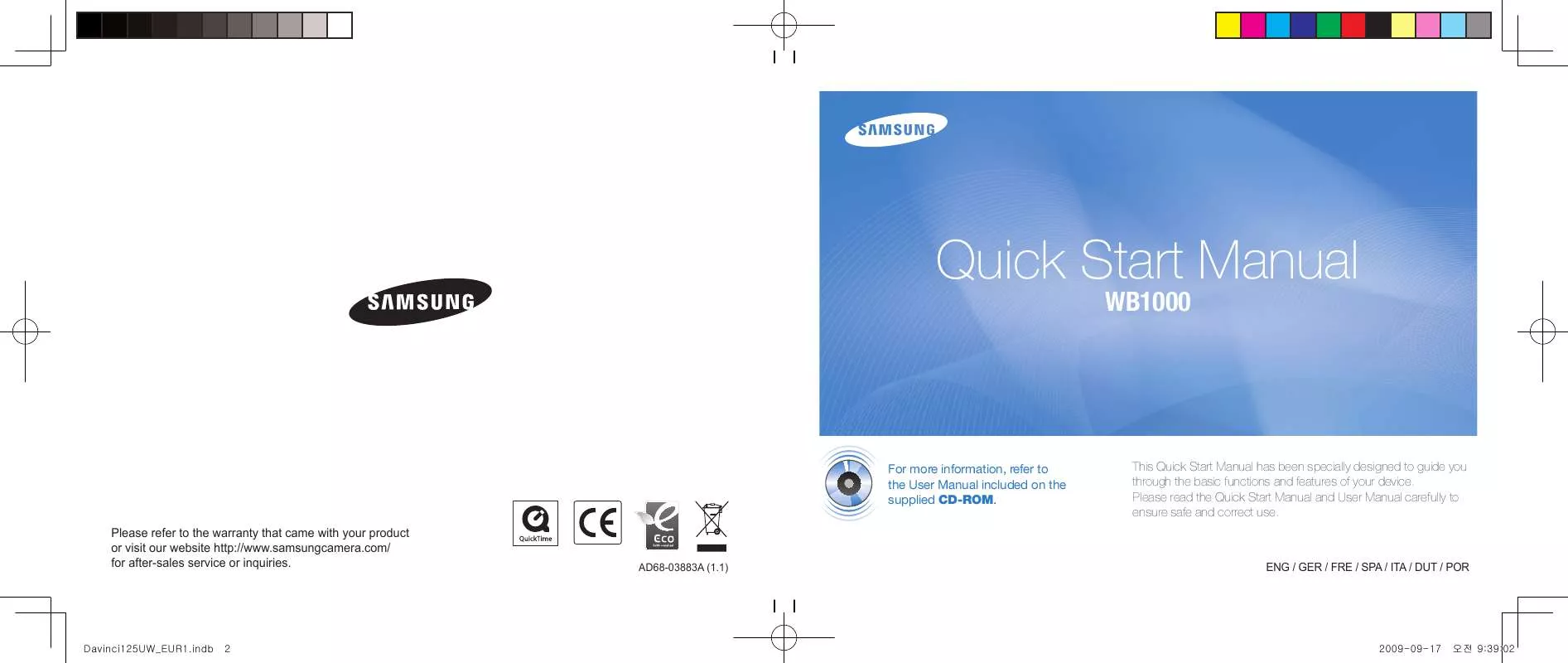 Mode d'emploi SAMSUNG WB1000 BLACK