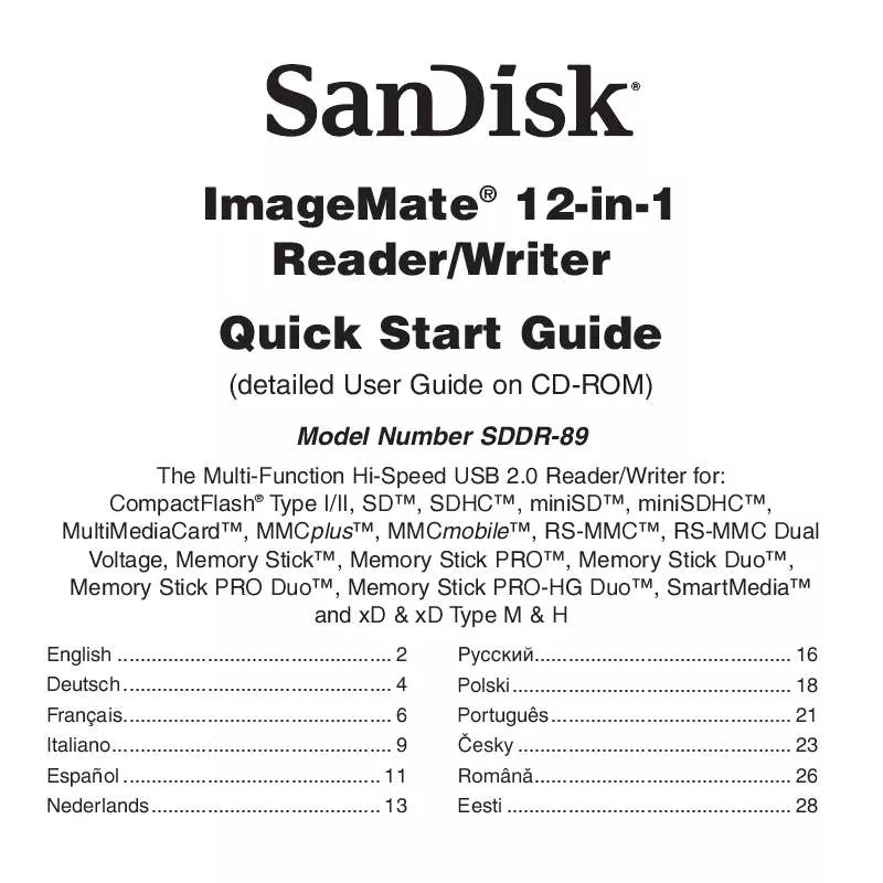 Mode d'emploi SANDISK IMAGEMATE 12 IN 1