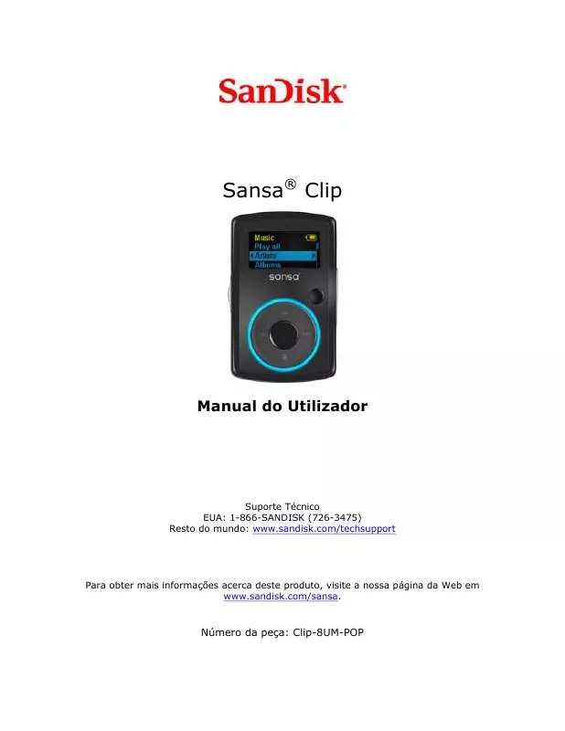 Mode d'emploi SANDISK SANSA CLIP