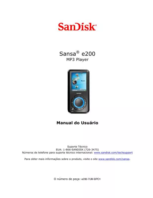 Mode d'emploi SANDISK SANSA E200