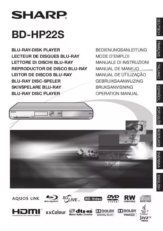 Mode d'emploi SHARP BD-HP22S