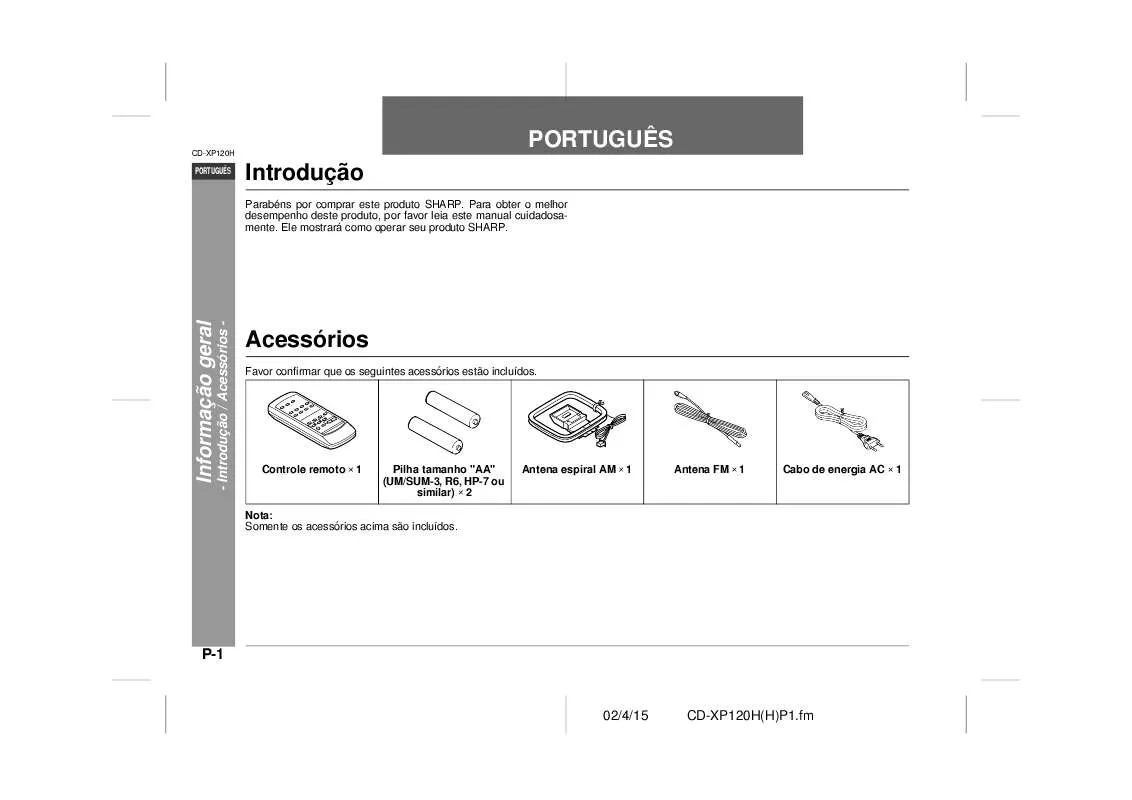 Mode d'emploi SHARP CD-XP120H