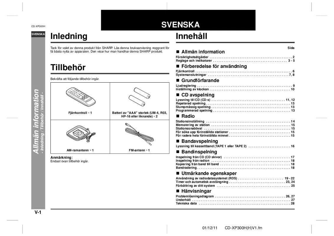 Mode d'emploi SHARP CD-XP300H