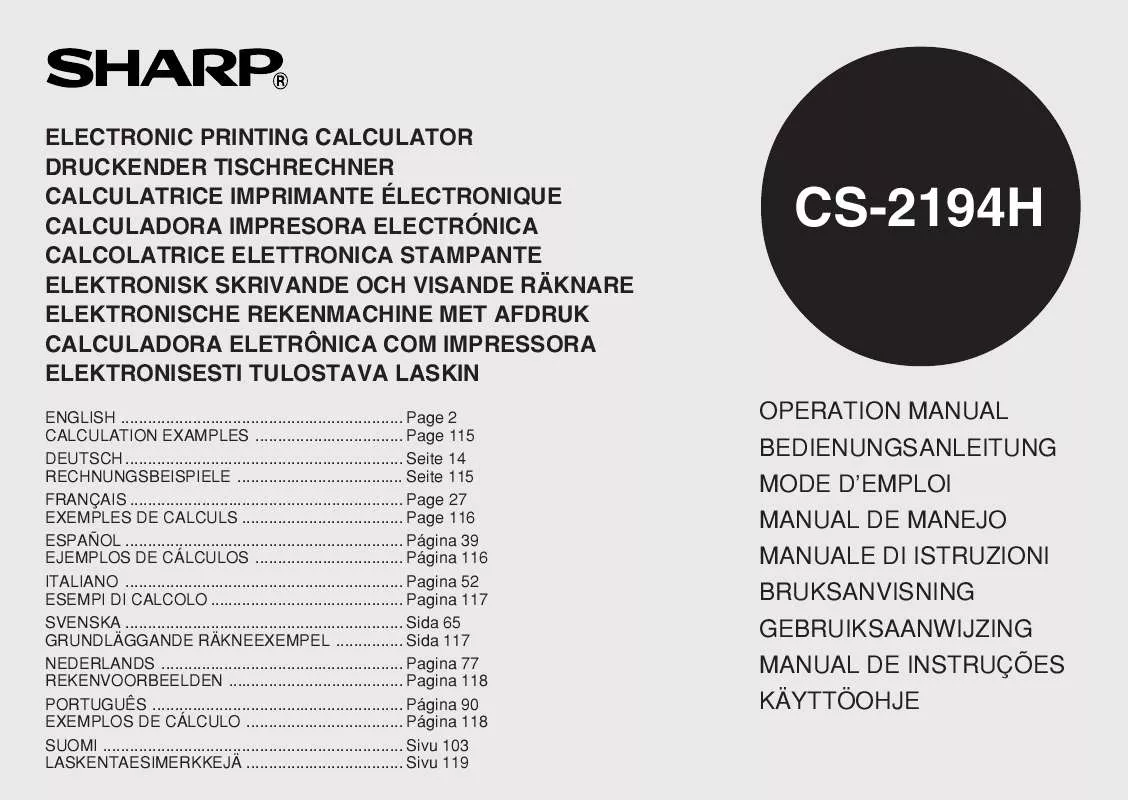 Mode d'emploi SHARP CS-2194H