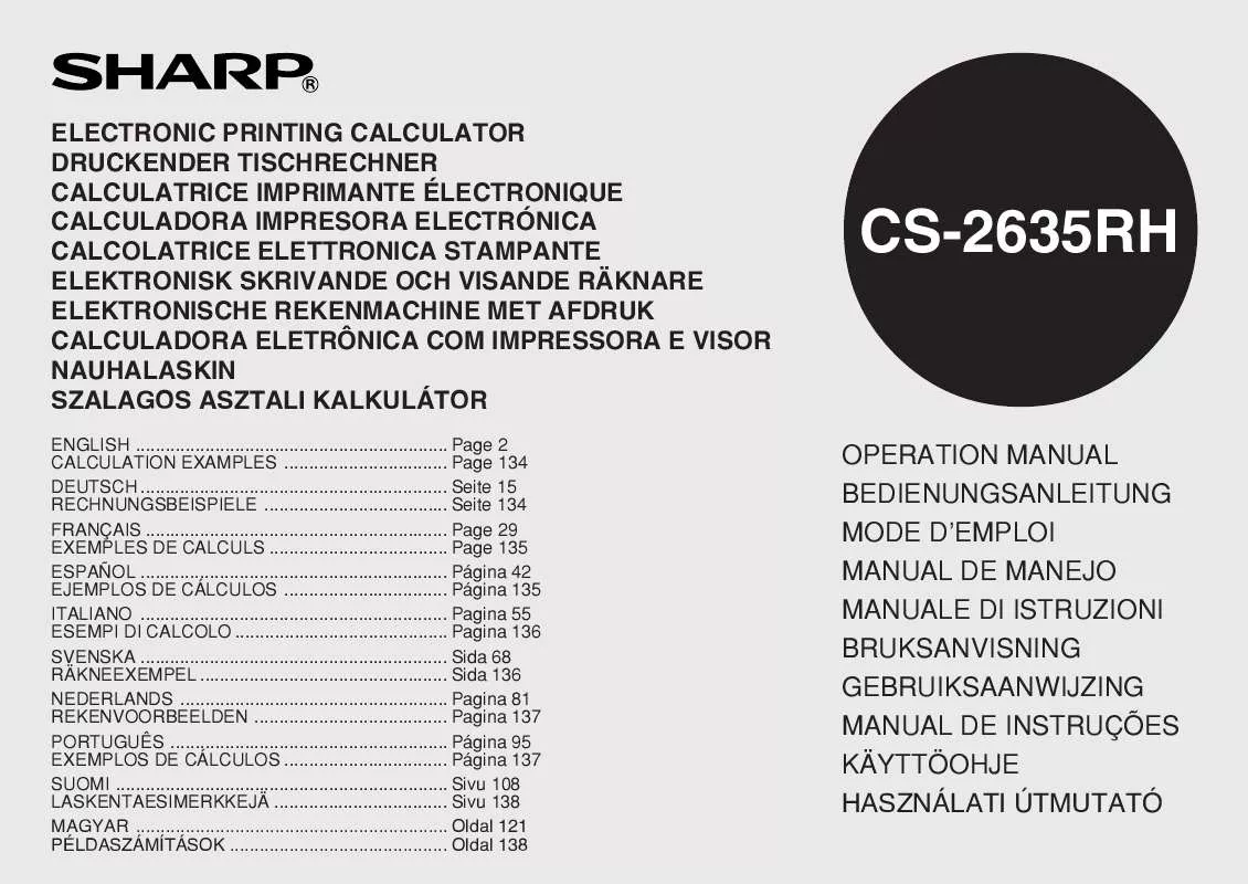 Mode d'emploi SHARP CS-2635RHGY