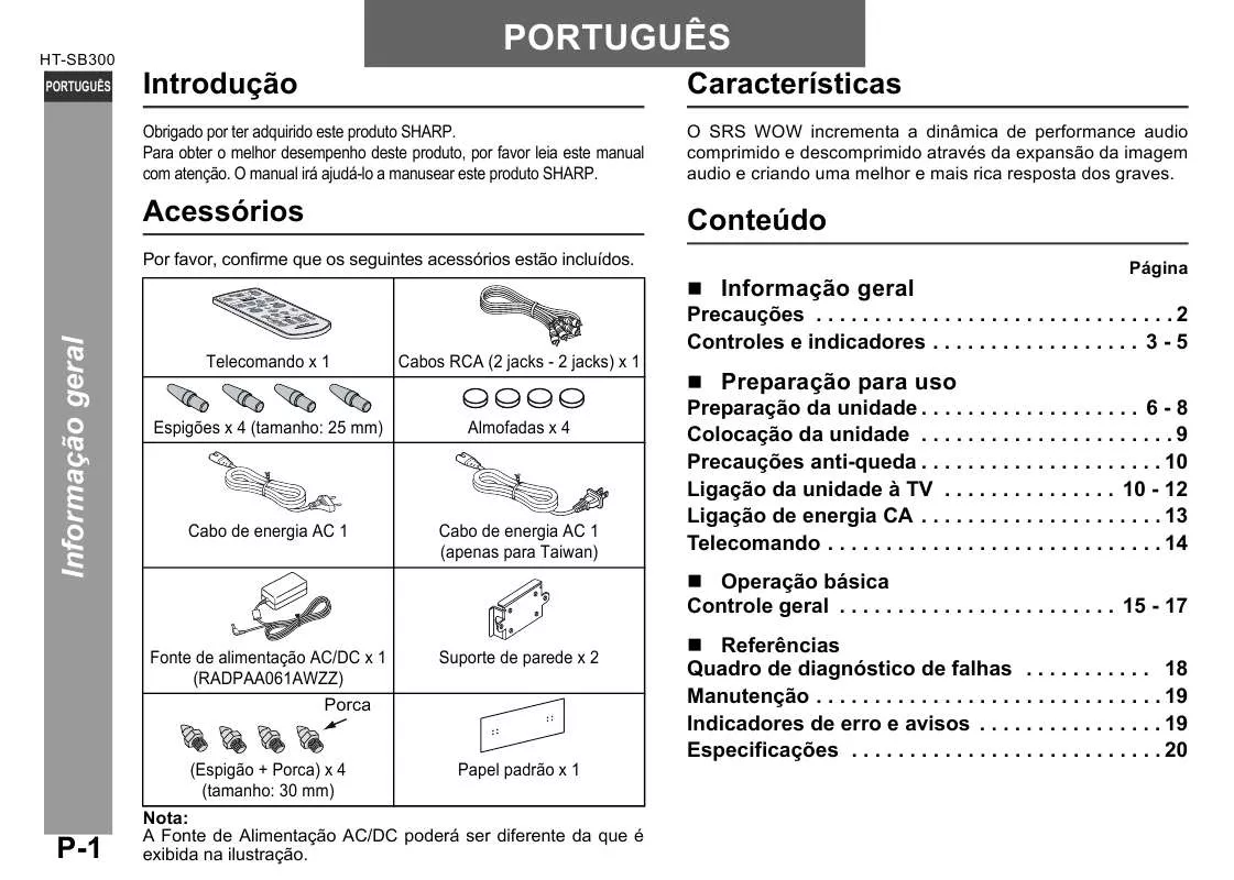 Mode d'emploi SHARP HT-SB300