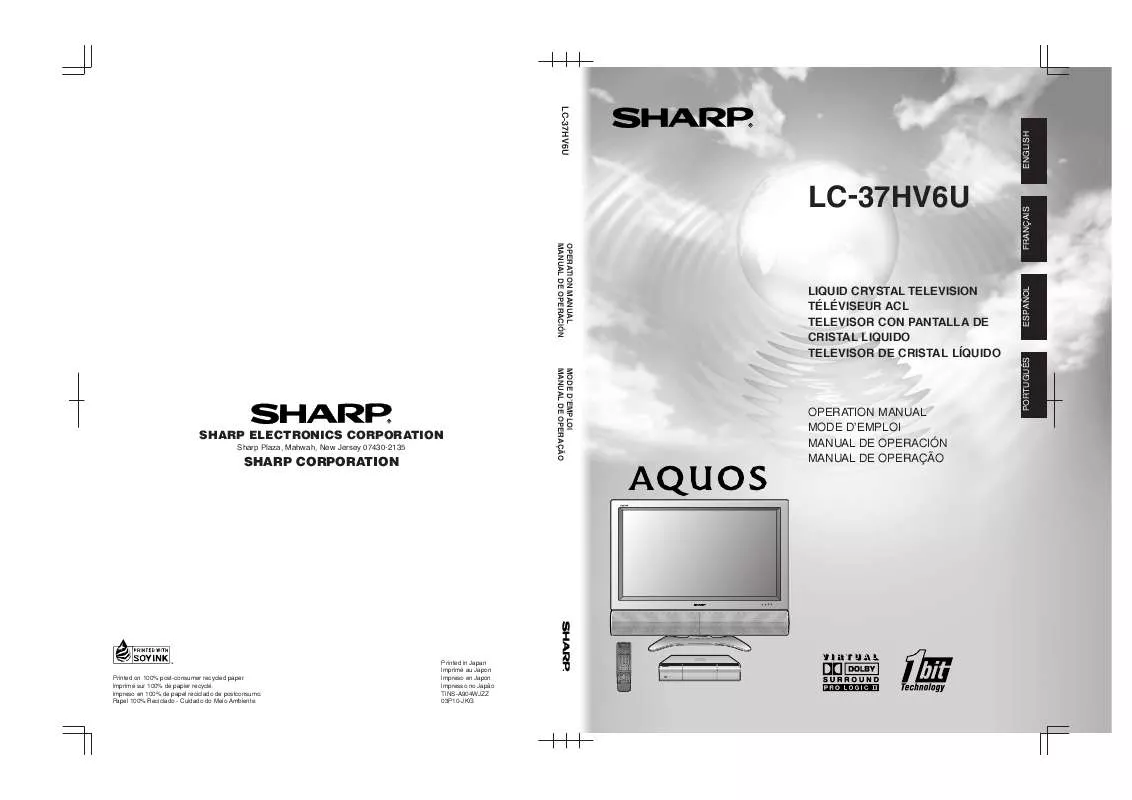 Mode d'emploi SHARP LC-37HV6U
