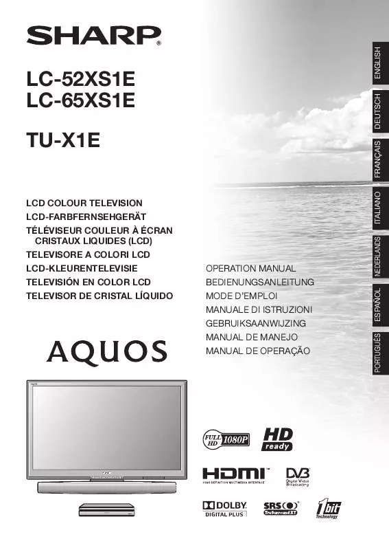 Mode d'emploi SHARP LC52/65XS1E/TU-X1E