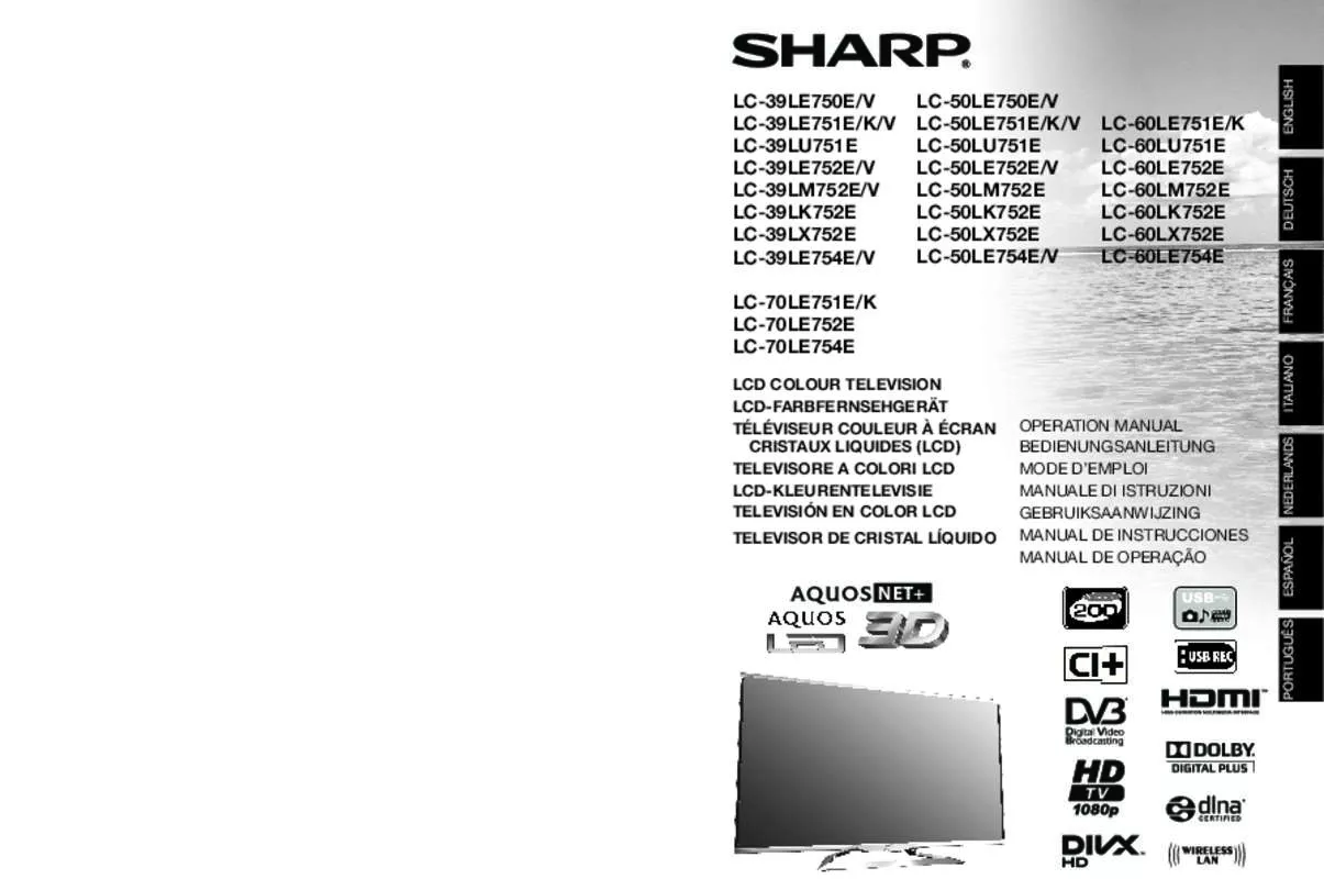 Mode d'emploi SHARP LC39/50/60/70LE/LM/LK/LX75XE/V/K