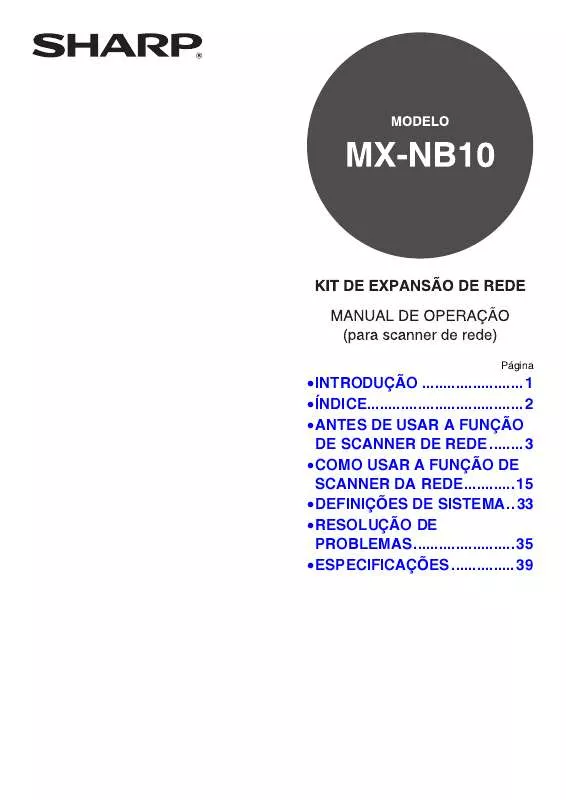 Mode d'emploi SHARP MX-NB10