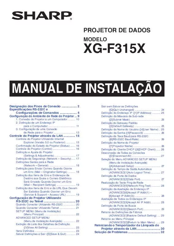 Mode d'emploi SHARP XG-F315X