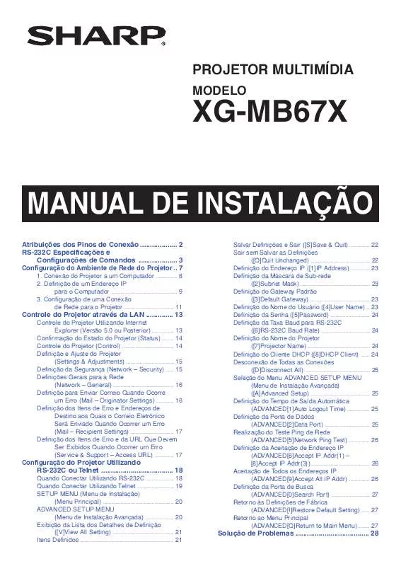 Mode d'emploi SHARP XG-MB67X