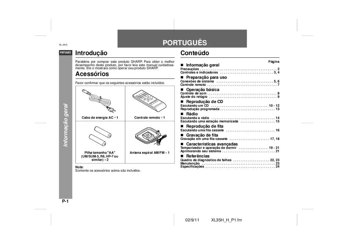 Mode d'emploi SHARP XL-35H