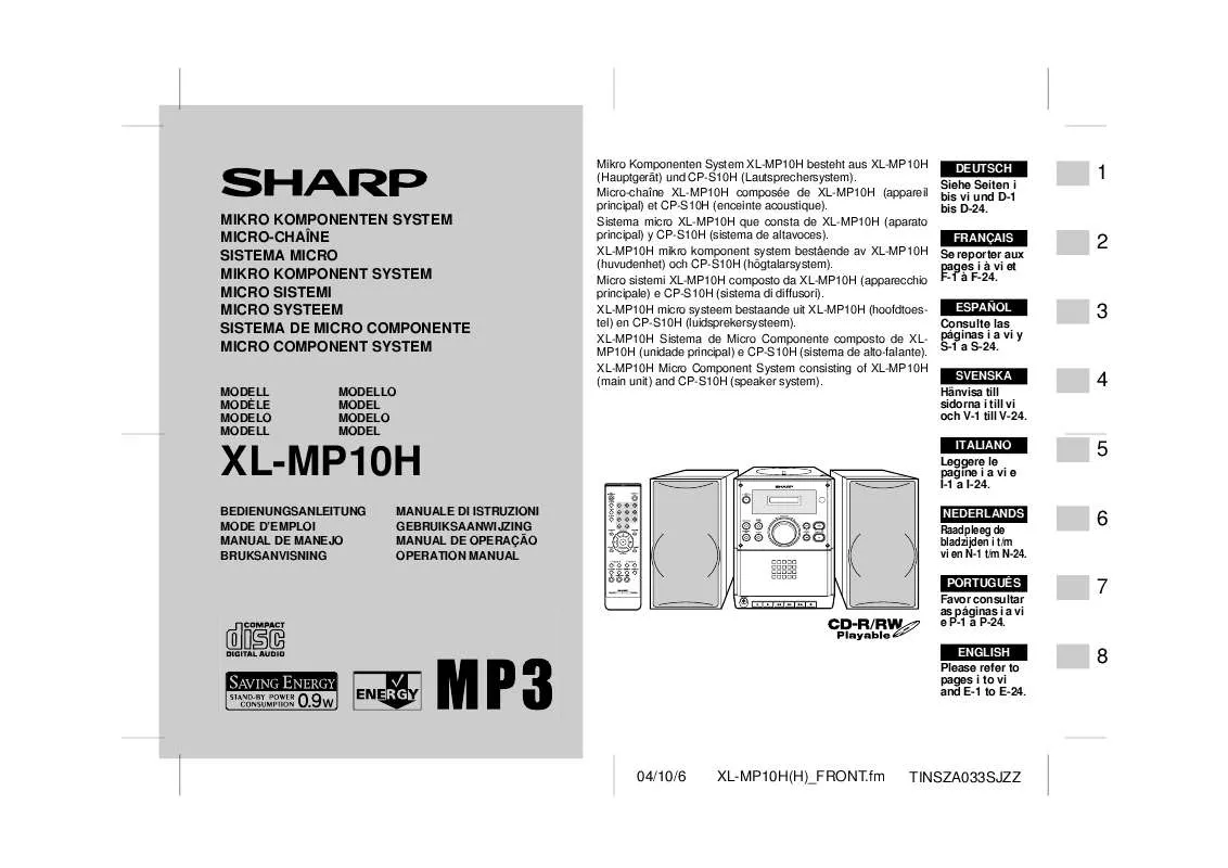 Mode d'emploi SHARP XL-MP10H