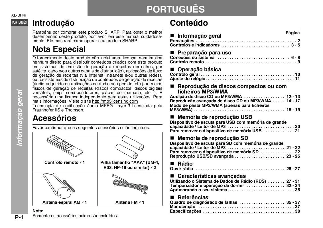 Mode d'emploi SHARP XL-UH4H