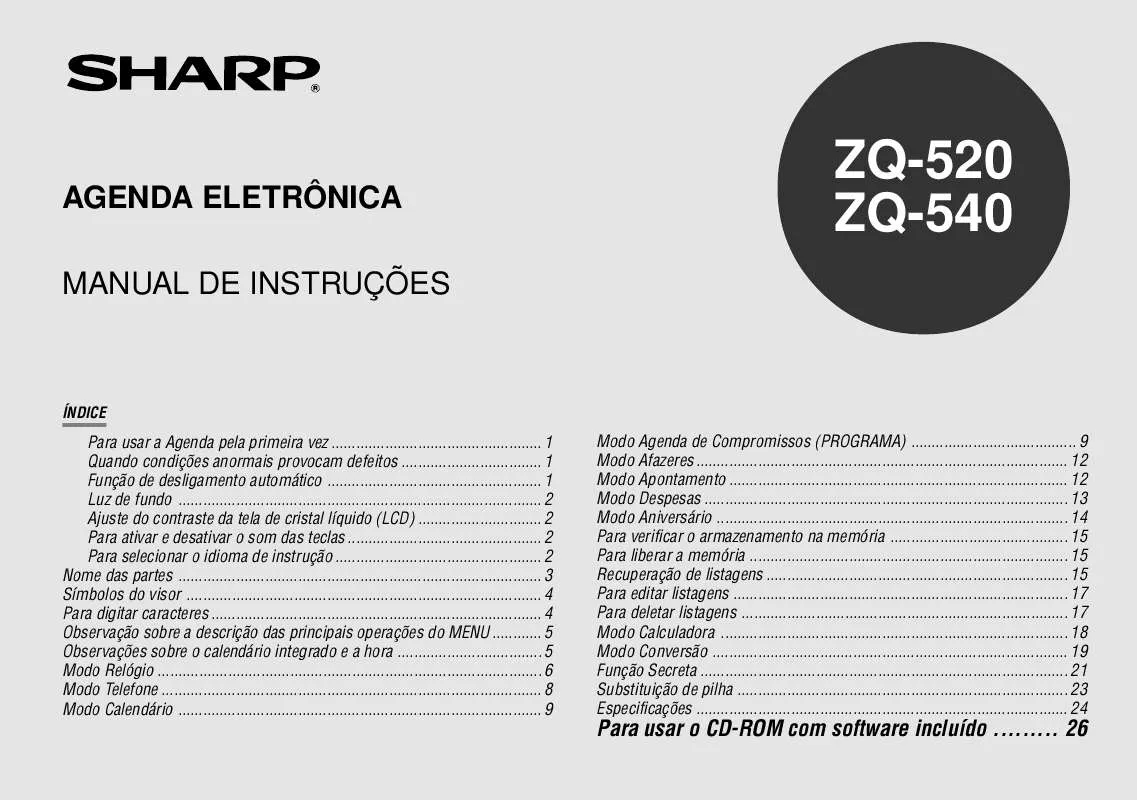 Mode d'emploi SHARP ZQ-540