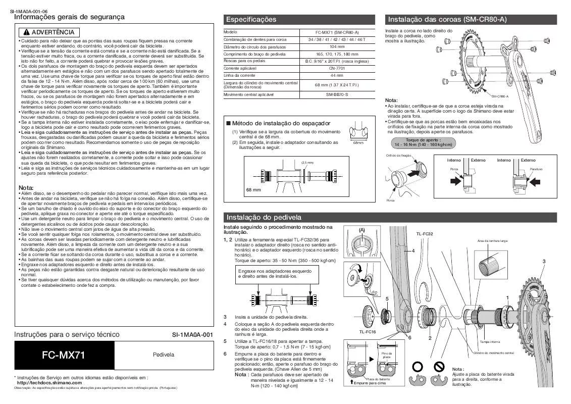 Mode d'emploi SHIMANO FC-MX71