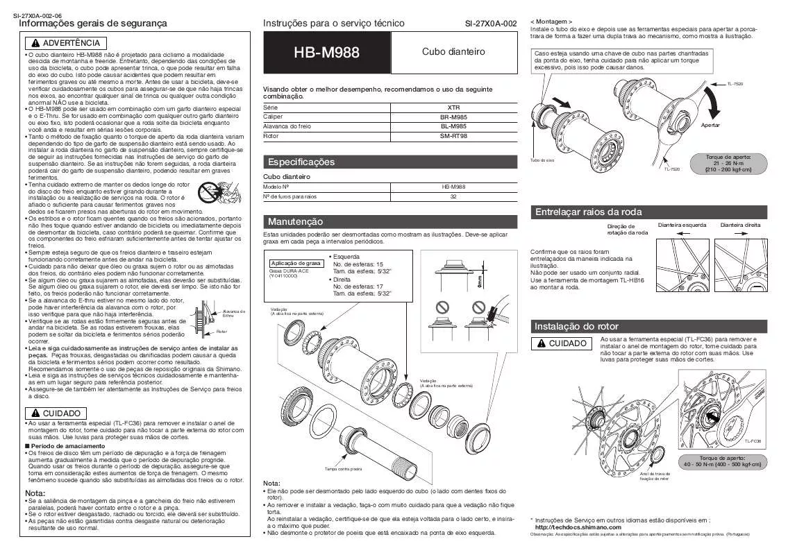 Mode d'emploi SHIMANO HB-M988