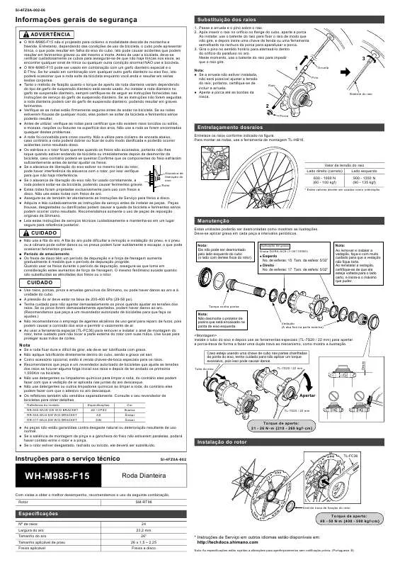 Mode d'emploi SHIMANO WH-M985-F15