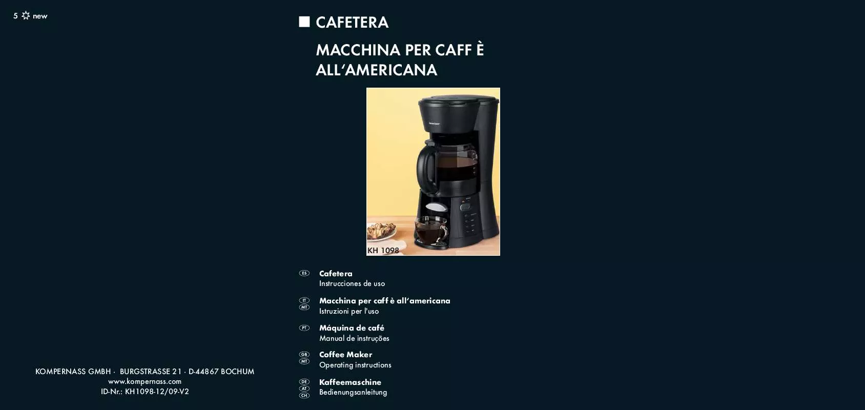 Mode d'emploi SILVERCREST KH 1098 COFFEE MAKER