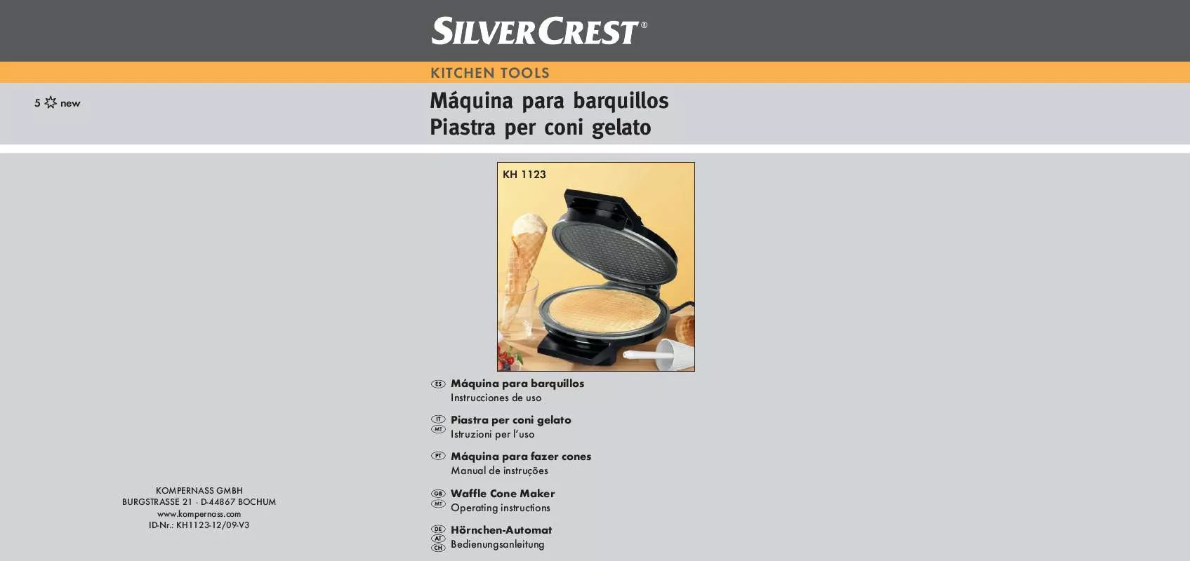 Mode d'emploi SILVERCREST KH 1123 WAFFLE CONE MAKER