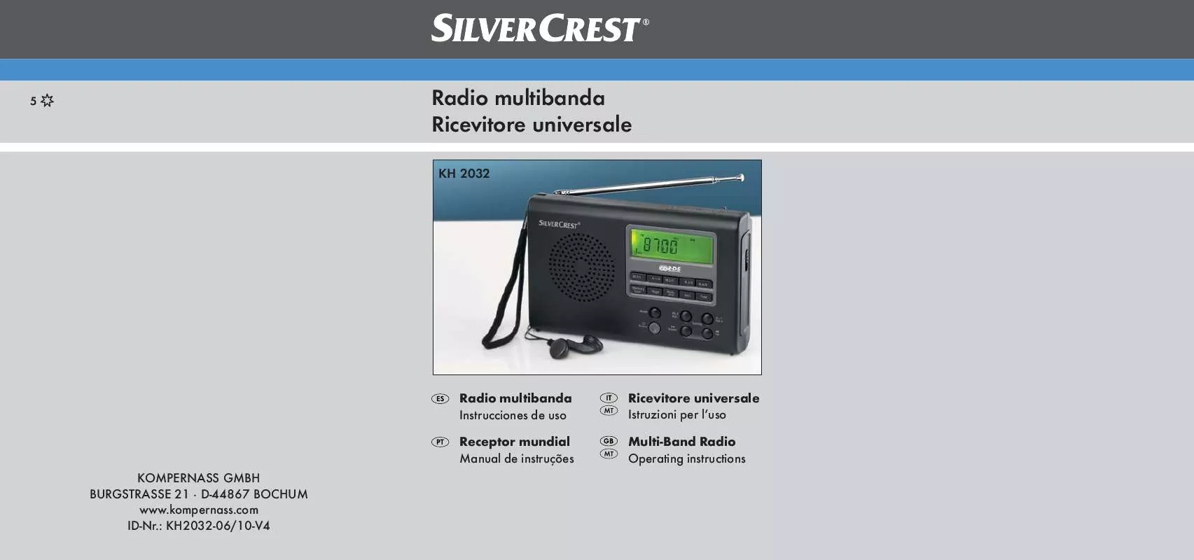 Mode d'emploi SILVERCREST KH 2032 MULTI-BAND RADIO