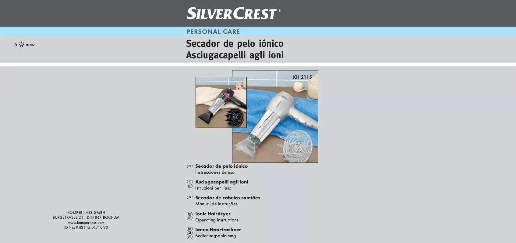 Mode d'emploi SILVERCREST KH 2115 IONIC HAIRDRYER