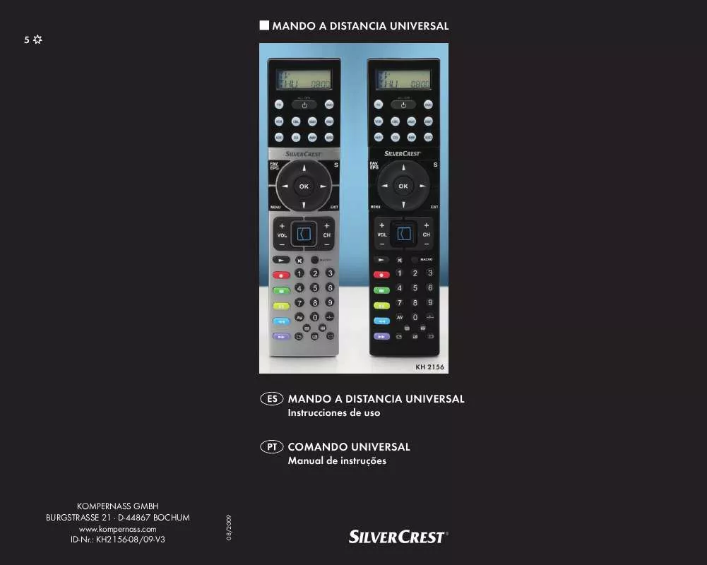 Mode d'emploi SILVERCREST KH 2156 UNIVERSAL REMOTE CONTROL