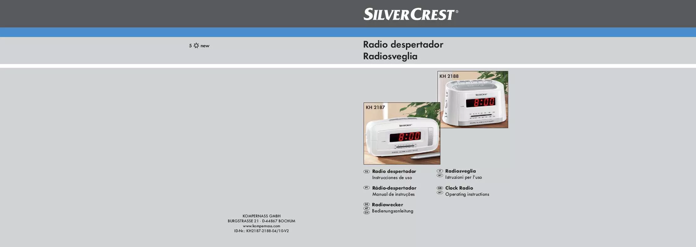 Mode d'emploi SILVERCREST KH 2187 CLOCK RADIO