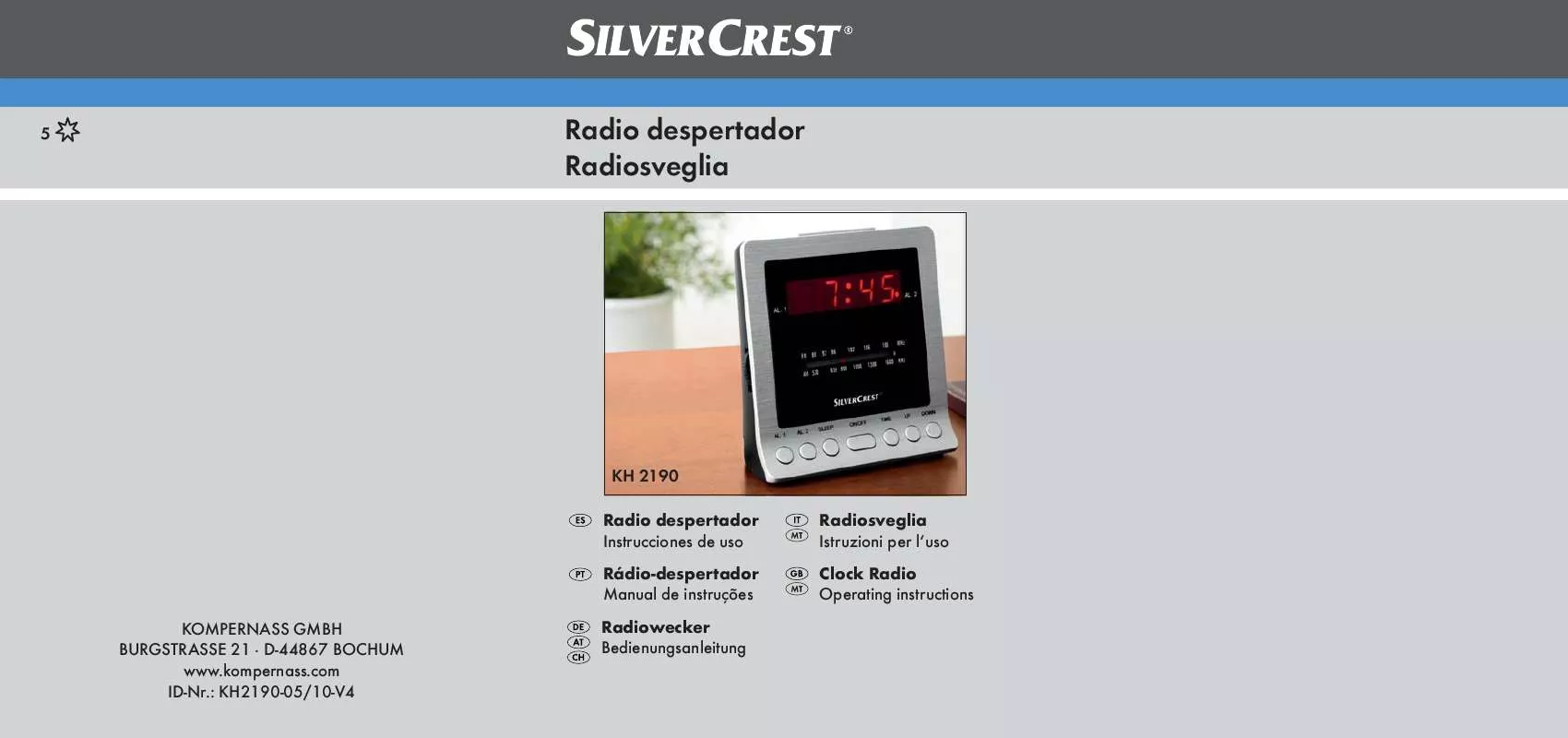 Mode d'emploi SILVERCREST KH 2190 CLOCK RADIO