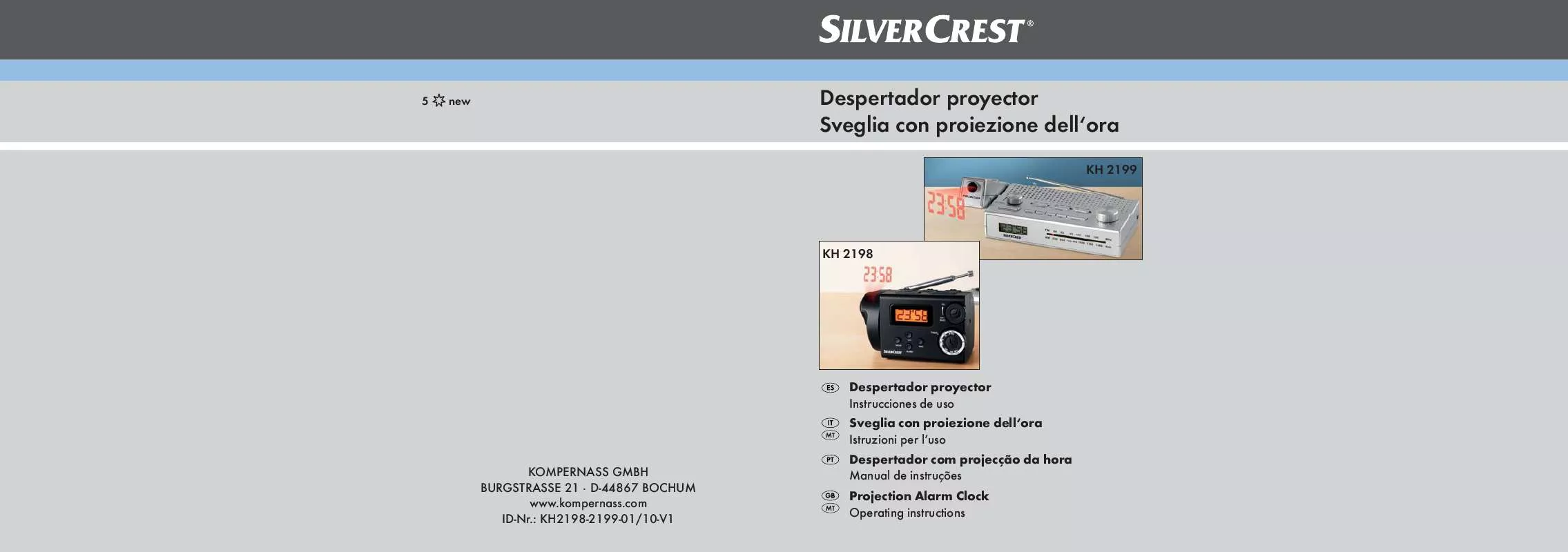 Mode d'emploi SILVERCREST KH 2198 PROJECTION ALARM CLOCK