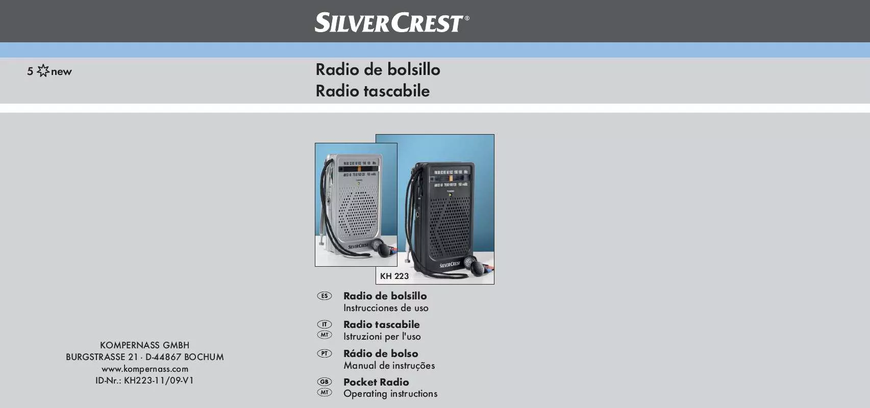 Mode d'emploi SILVERCREST KH 223 POCKET RADIO