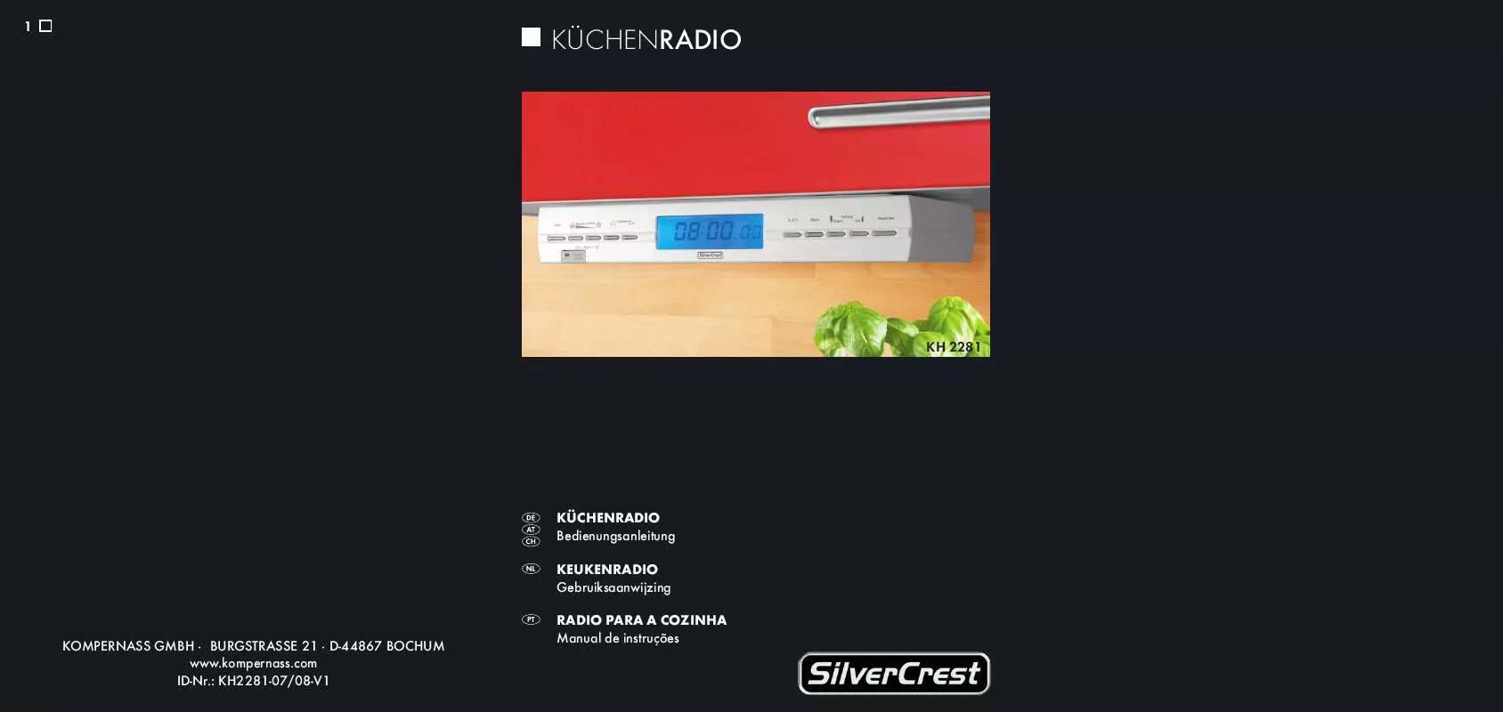 Mode d'emploi SILVERCREST KH 2281 KITCHEN RADIO