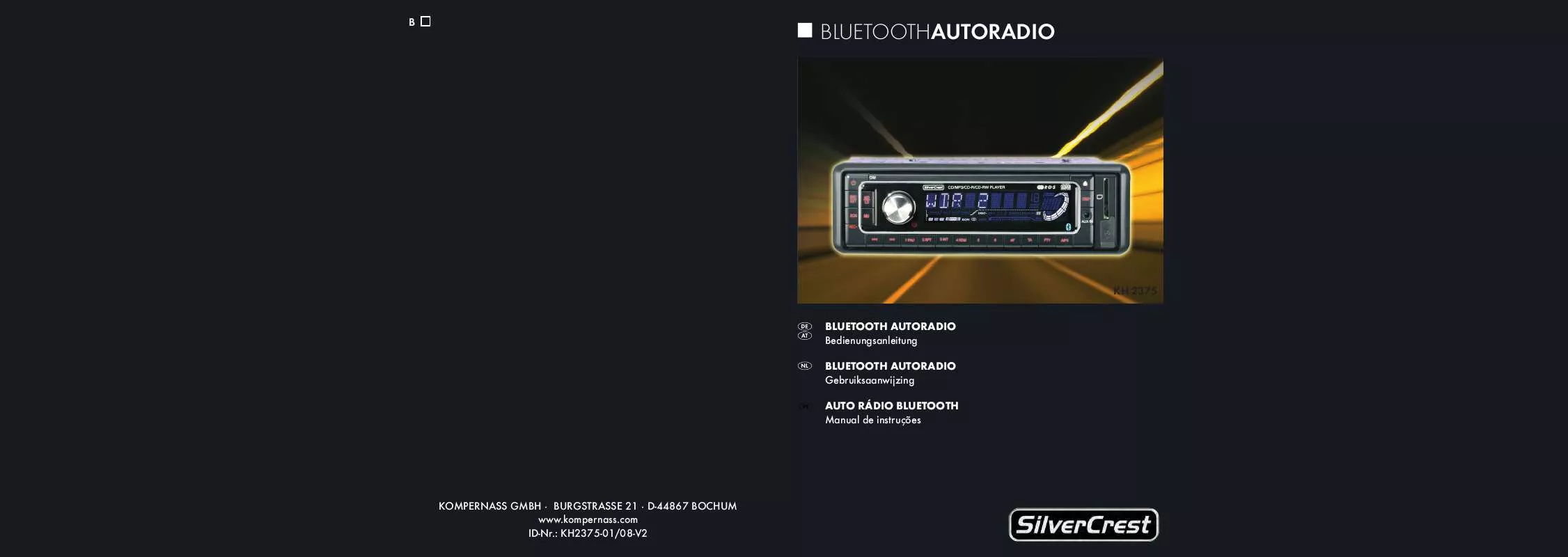 Mode d'emploi SILVERCREST KH 2375 BLUETOOTH® CAR RADIO