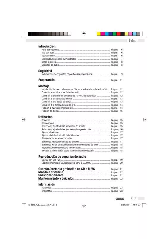 Mode d'emploi SILVERCREST KH 2389 MP3-CAR RADIO - RECORDER