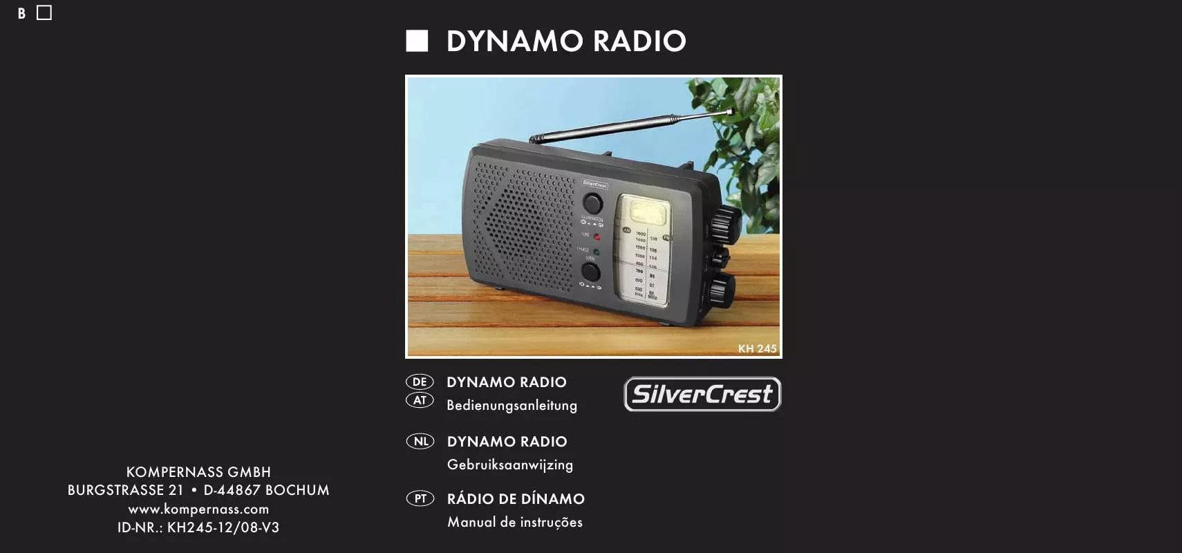 Mode d'emploi SILVERCREST KH 245 WIND-UP RADIO