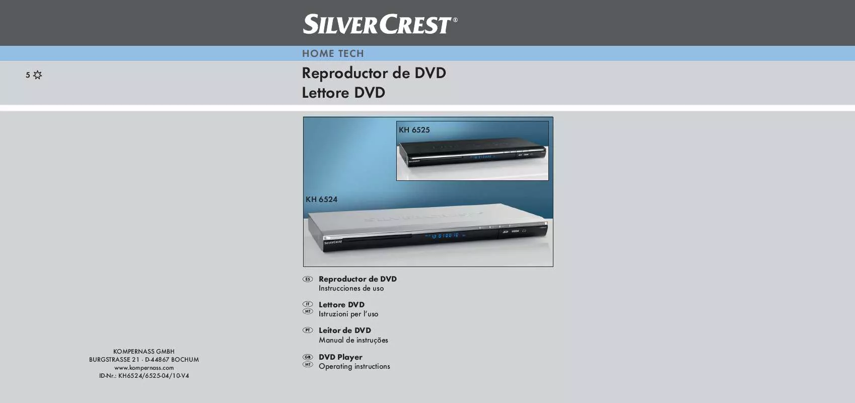 Mode d'emploi SILVERCREST KH 6524 DVD PLAYER