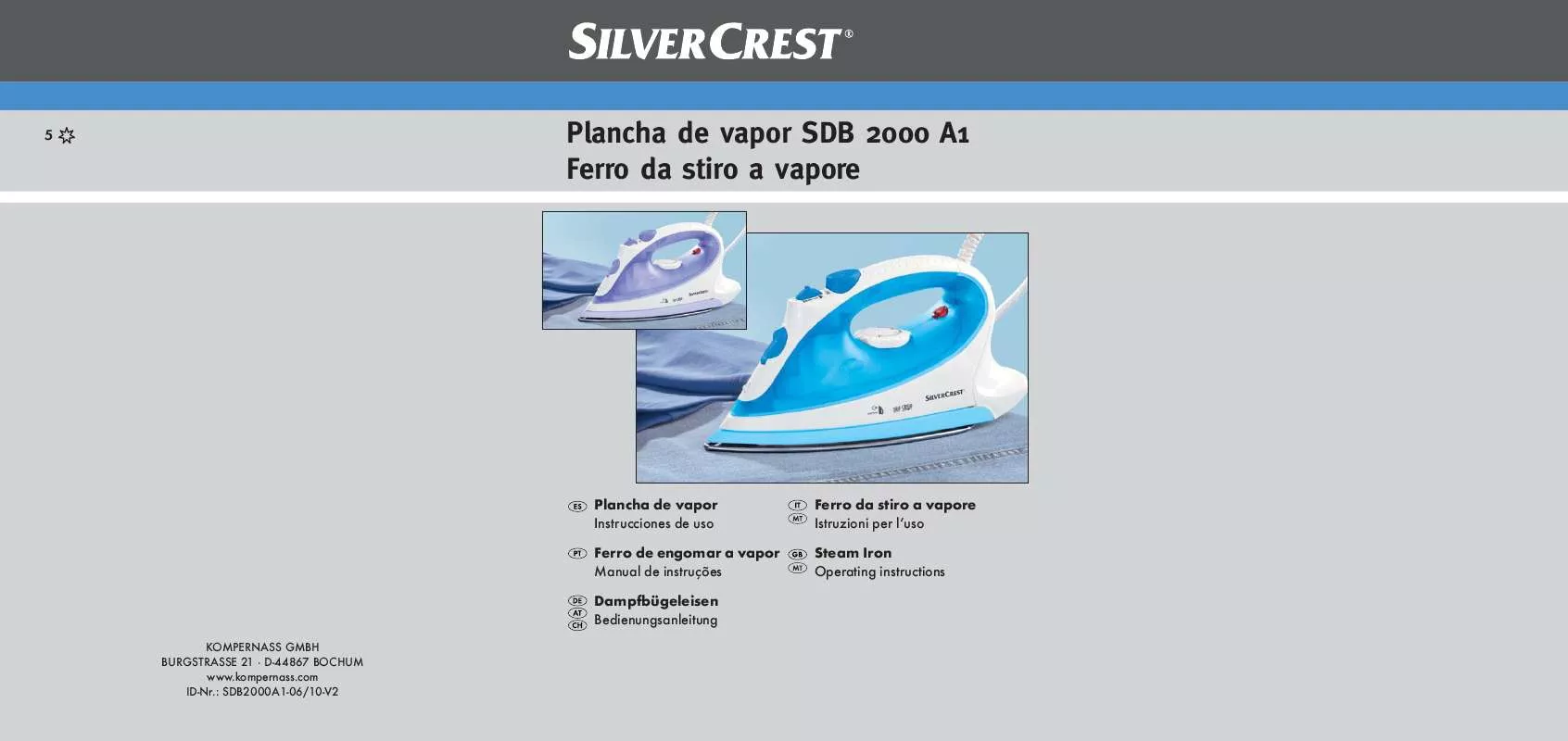 Mode d'emploi SILVERCREST SDB 2000 A1 STEAM IRON