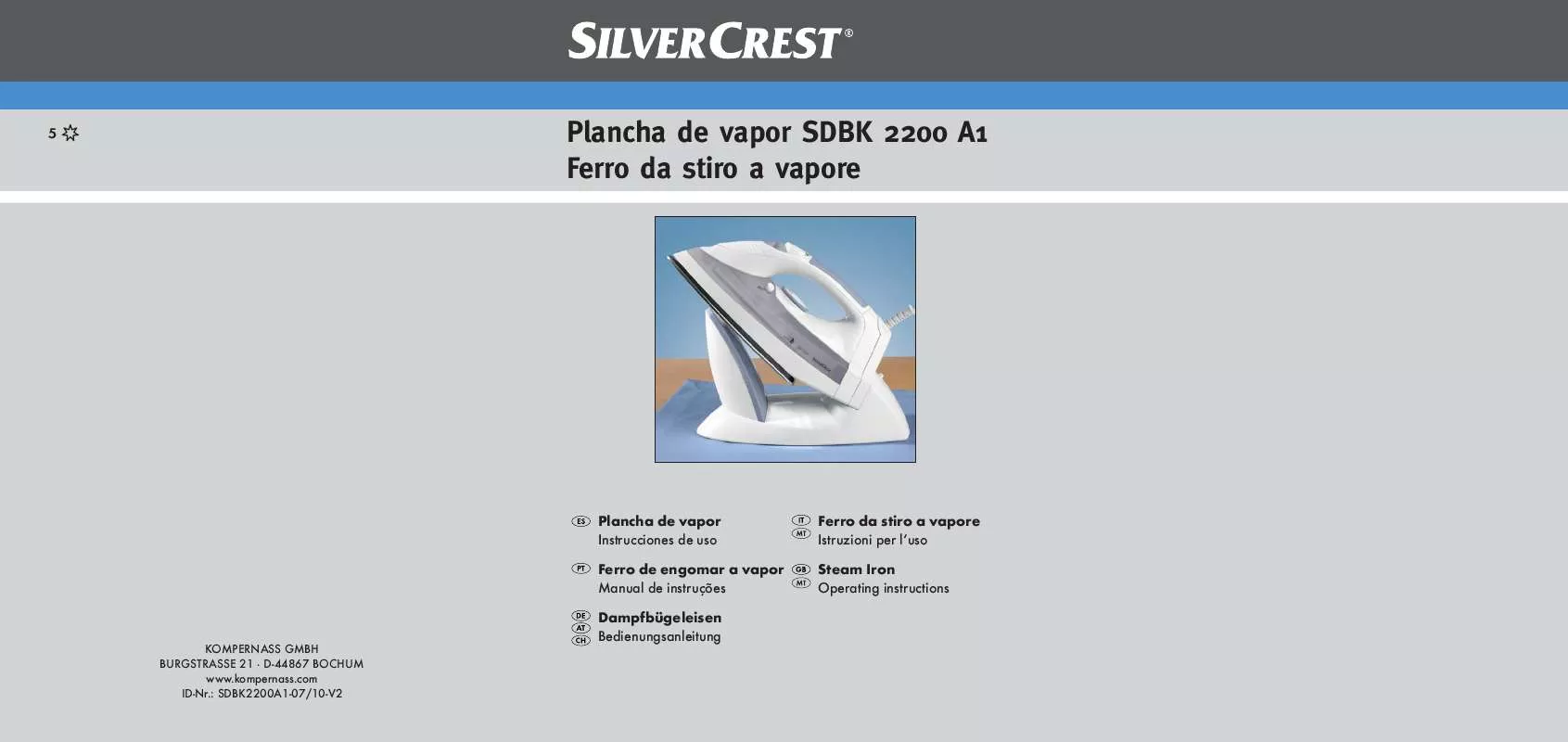 Mode d'emploi SILVERCREST SDBK 2200 A1