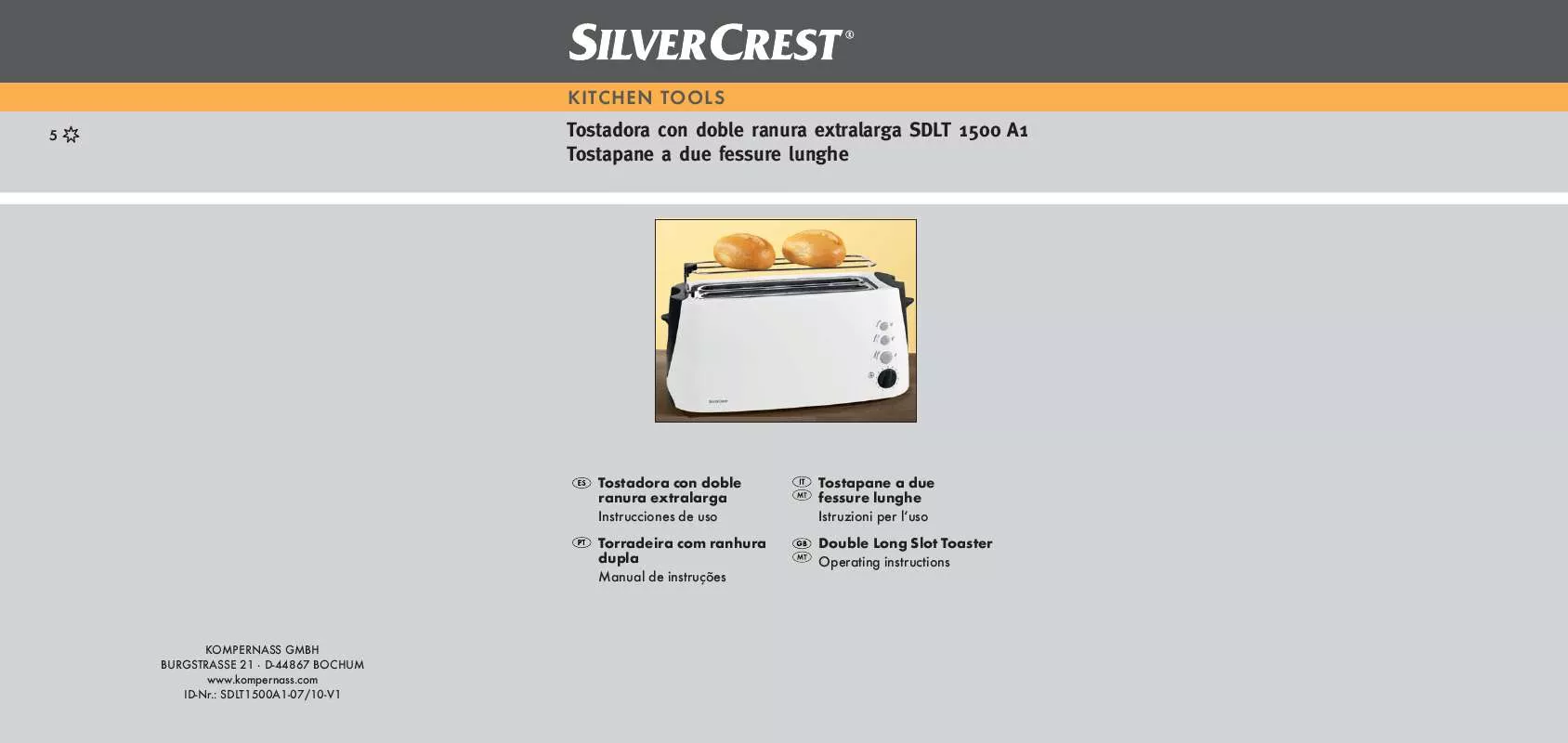 Mode d'emploi SILVERCREST SDLT 1500 A1 DOUBLE LONG SLOT TOASTER