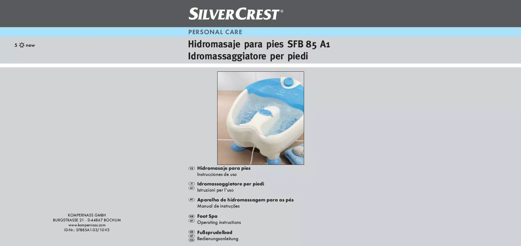 Mode d'emploi SILVERCREST SFB 85 A1 FOOT SPA