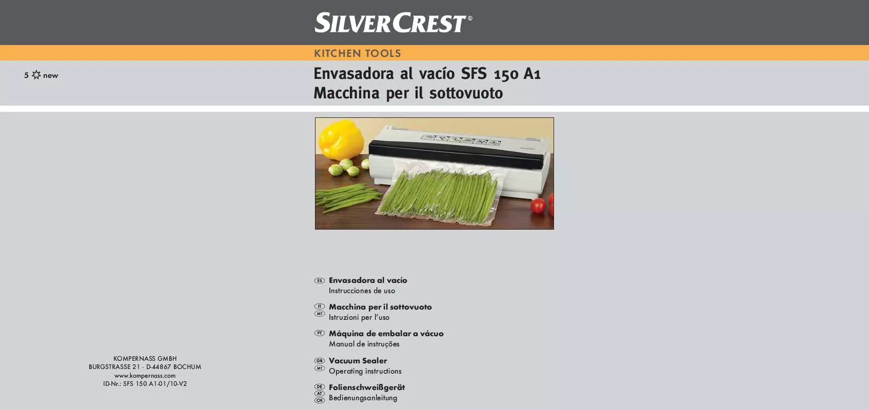 Mode d'emploi SILVERCREST SFS 150 A1 VACUUM SEALER