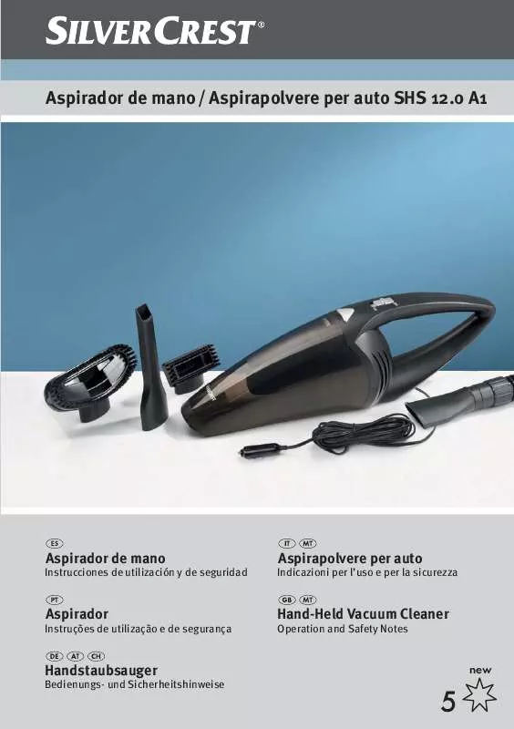 Mode d'emploi SILVERCREST SHS 12.0 A1 HAND-HELD VACUUM CLEANER