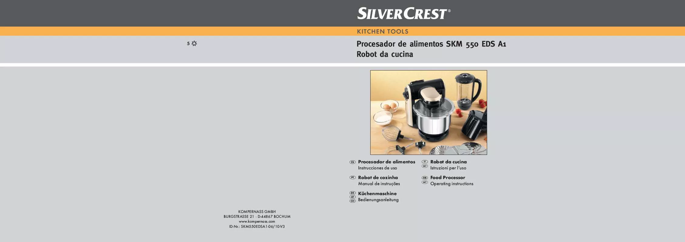 Mode d'emploi SILVERCREST SKM 550 EDS A1 FOOD PROCESSOR