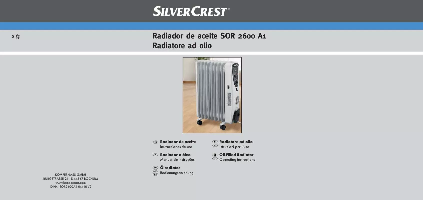 Mode d'emploi SILVERCREST SOR 2600 A1 OIL-FILLED RADIATOR