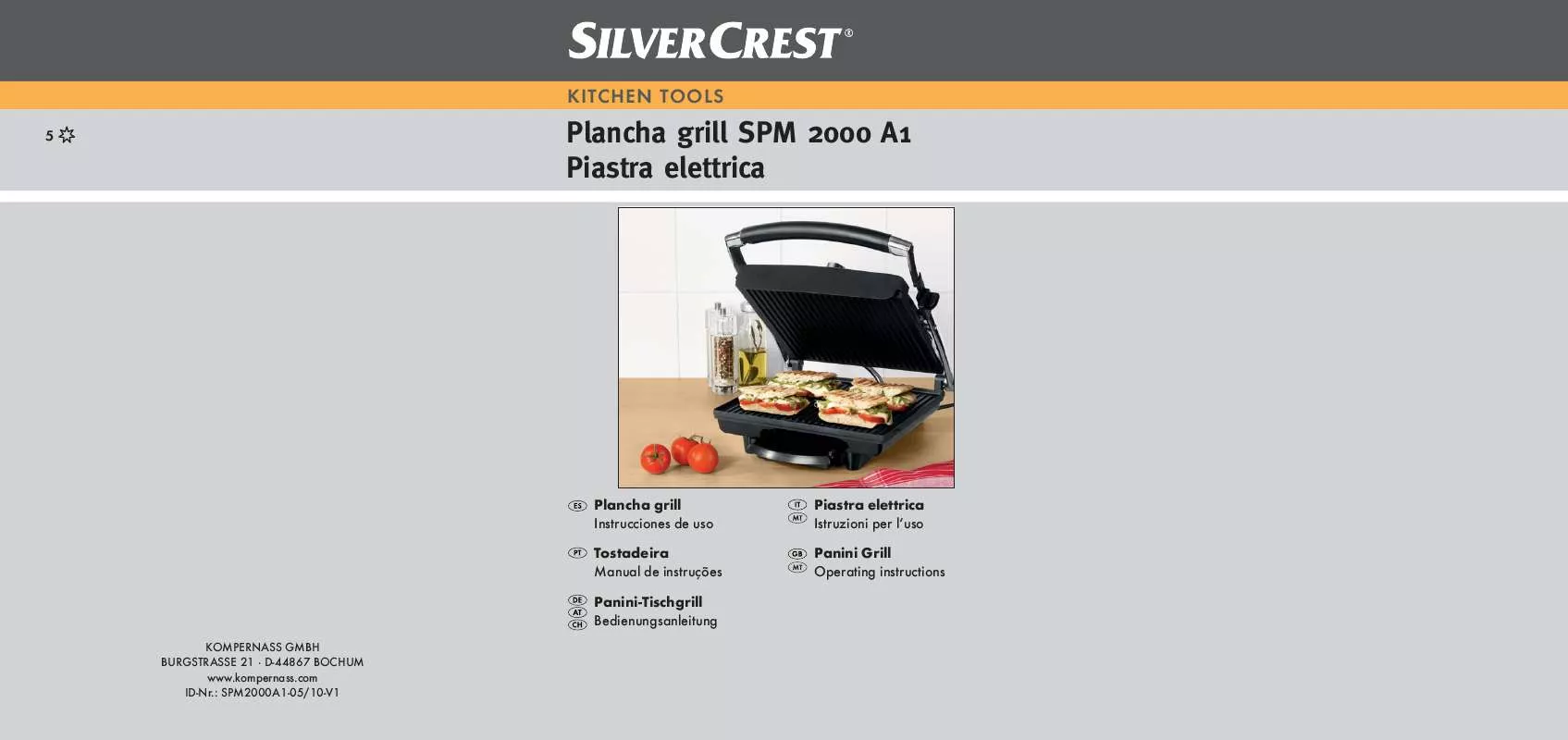 Mode d'emploi SILVERCREST SPM 2000 A1 PANINI GRILL